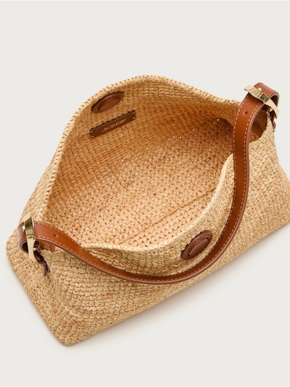 NWT J Crew Berkeley Small Handknotted Shoulder Bag in Raffia - Picture 2 of 10